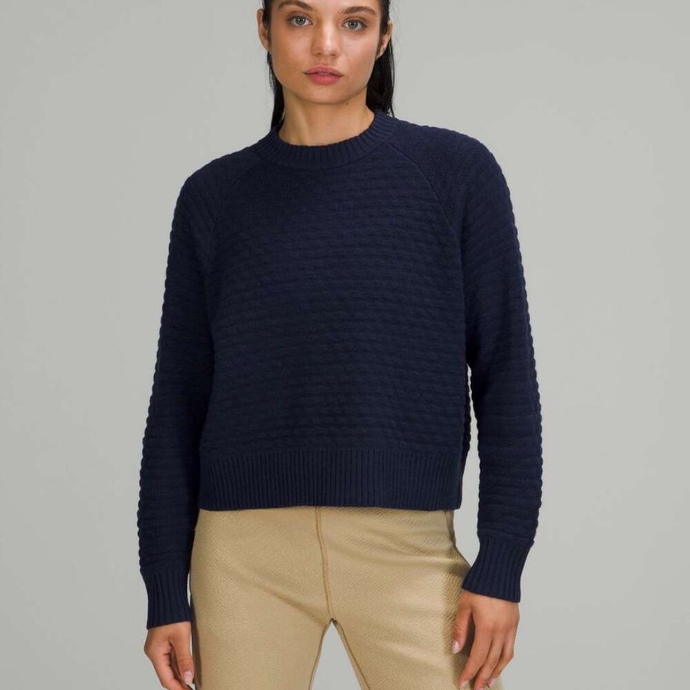 Lululemon Texture Play Crew Sweater‎ Sz XS S night sea blue